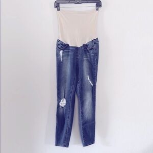 Articles of society maternity stretchy Women's Blue Distressed skinny Jeans 29